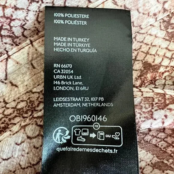 Anthropologie Women's Blouse XS Brown Ruffle Snakeskin Print - Picture 7 of 8